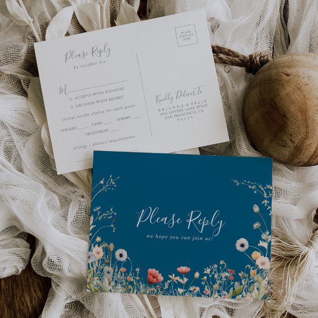 Menu Fleur sauvage Boho de la Marine Choix Carte p (Créateur téléchargé)