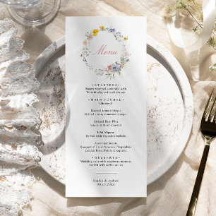 Menu Fleur sauvage Boho été Mariage