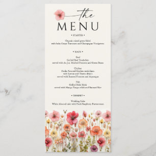 Menu Fleur sauvage Boho Mariage