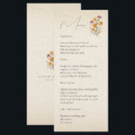 Menu Fleur sauvage d'automne Jardin Mariage botanique<br><div class="desc">Un menu de mariage simple mais élégant,  conçu avec un bouquet de fleur sauvage de chute d'aquarelle peint à la main et un arrière - plan de lin donnant un look vintage fantastique. Parfait pour un mariage en plein air ou en jardin.</div>