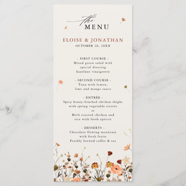 Menu Fleur sauvage de automne Jardin Floral Boho Chic m (Devant)