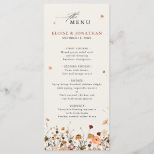 Menu Fleur sauvage de automne Jardin Floral Boho Chic m