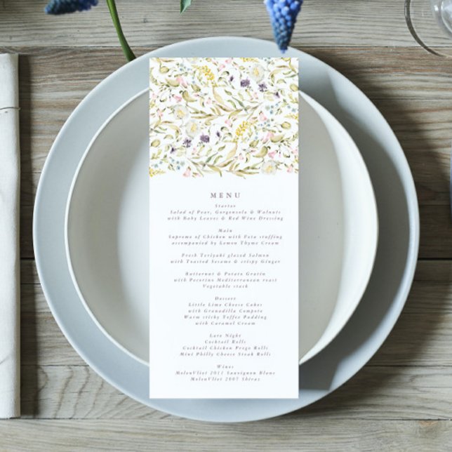 Menu Fleur sauvage de printemps Boho Pampas Mariage (Créateur téléchargé)