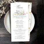 Menu Fleur sauvage de printemps coloré Meadow Garden Ma<br><div class="desc">Profitez de votre journée spéciale pour découvrir la beauté de la nature grâce à notre délicieux menu de mariage d'aquarelle fleur sauvage. Élégant, unique, et fleurissant d'amour. Utilisez les champs de texte pour personnaliser votre design avec votre propre libellé et détails. Si vous souhaitez modifier le style de police, la...</div>