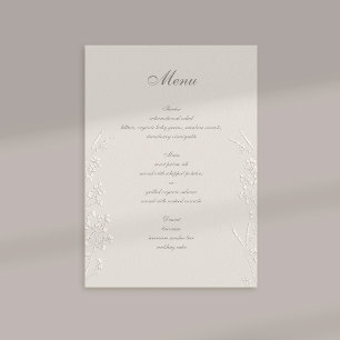 Menu Fleur sauvage Ecru Faux Embossé Mariage officiel