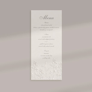 Menu Fleur sauvage Ecru Faux Mariage classique Embossé