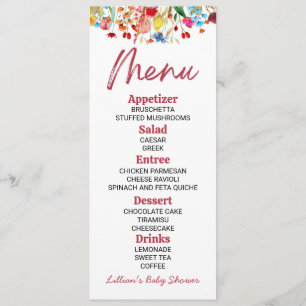 Menu Fleur sauvage Fleur Fleur Baby shower