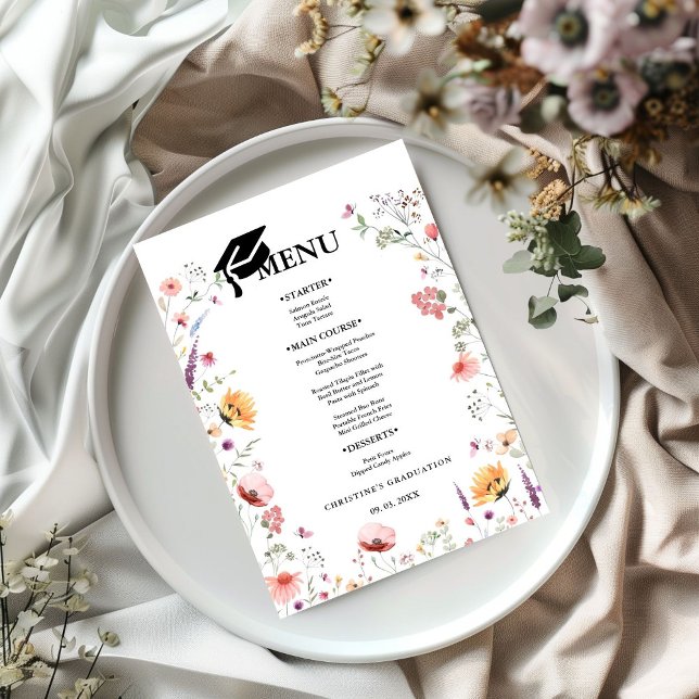 Menu Fleur sauvage Garden Graduation Party (Créateur téléchargé)