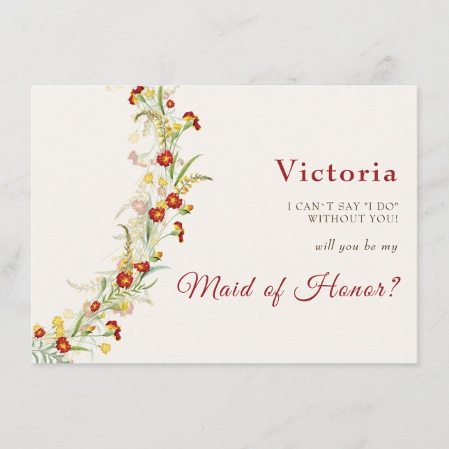 Menu Fleur sauvage Jaune Marigold Mariage de feuillage (Devant)