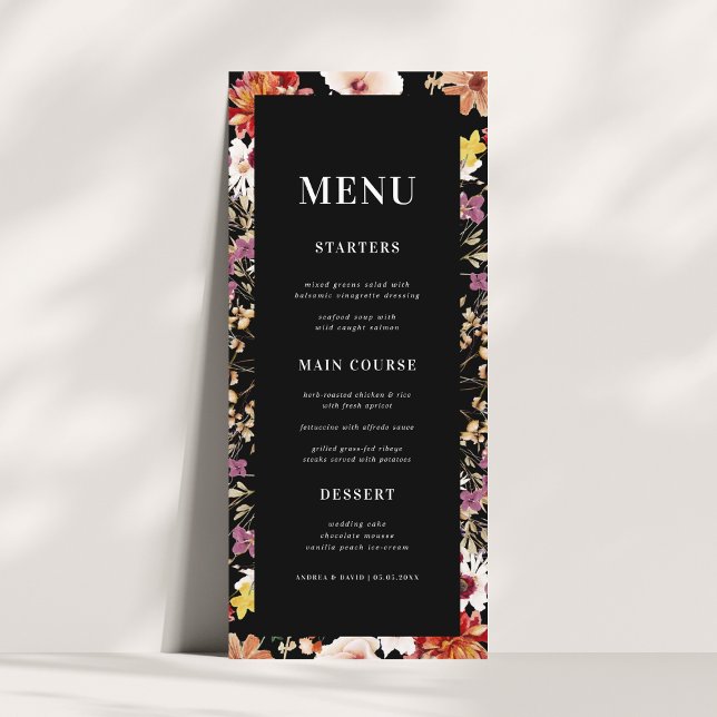 Menu Fleur sauvage rustique en fleurs sombres Mariage n (Créateur téléchargé)