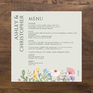 Menu Fleur sauvage rustique moderne Mariage de taille d