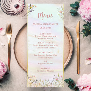 Menu Fleur sauvage rustique Pastel Garden Mariage