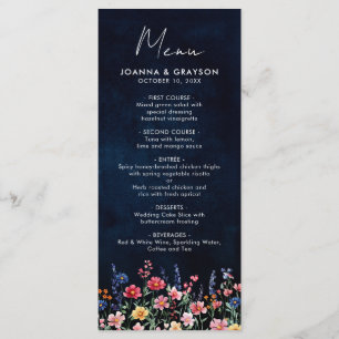 Menu Fleur sauvage Rustique Pays Boho Floral Marine Mar