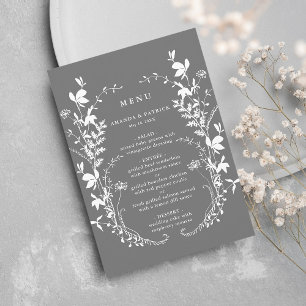 Menu Fleur sauvage Silhouette Wreath Mariage Grey