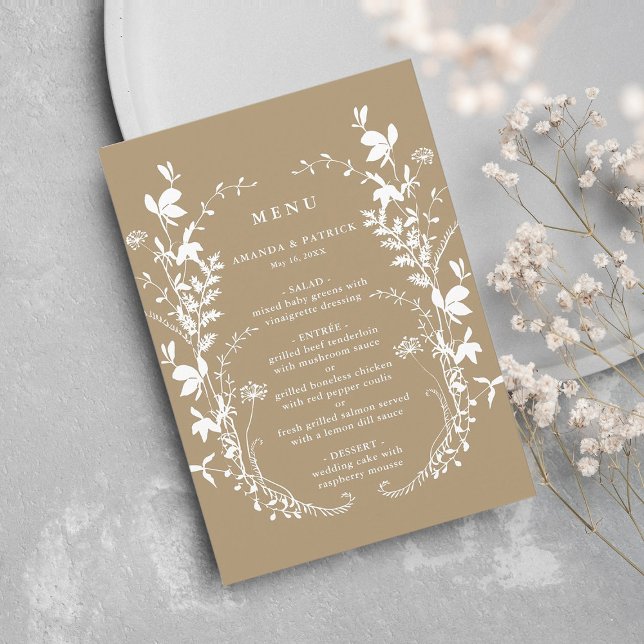 Menu Fleur sauvage Tan Silhouette Mariage de couronne (Créateur téléchargé)