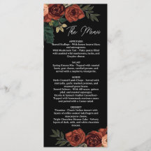 Menu Fleuriste Sombre Romantique Noir , Menu de Ma
