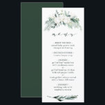 Menu Fleurs à feuillage persistant et coton Mariage élé<br><div class="desc">Ce menu mariage est composé de verdure hivernale peinte à la main,  de fleurs de coton aux textures dorées et aquarelles. Pour une personnalisation plus avancée de cette conception,  cliquez sur le lien "customiser plus loin". Des articles correspondants sont également disponibles.</div>