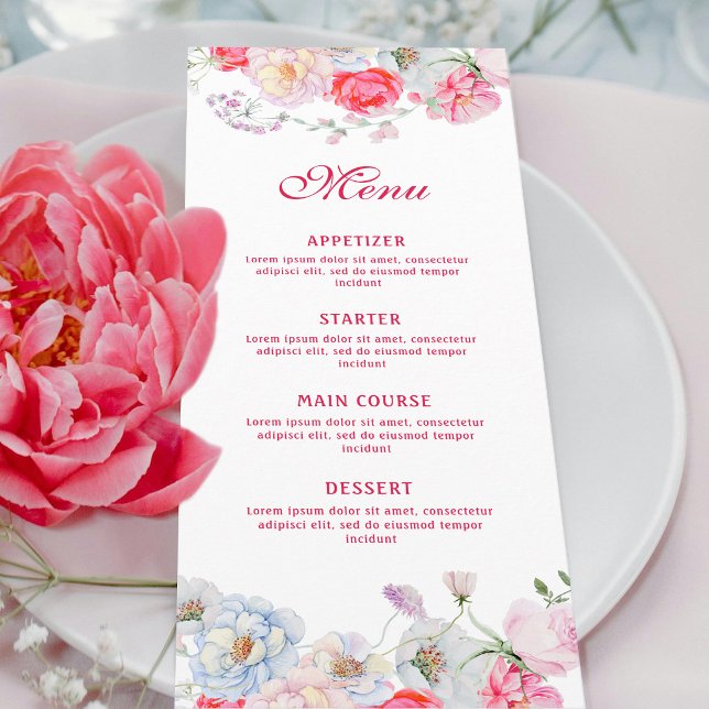 Menu Fleurs à l'aquarelle Classique (Créateur téléchargé)