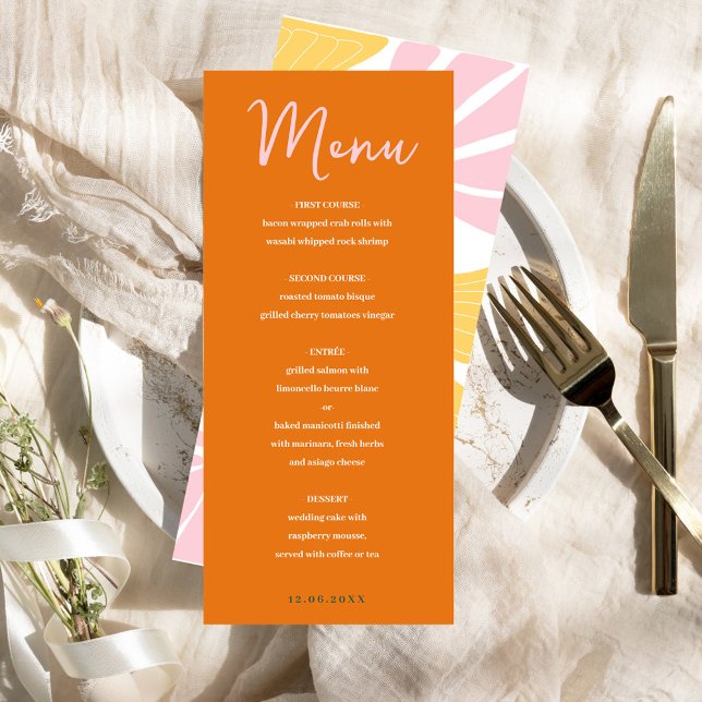 Menu Fleurs abstraites jaune & orange rose mélange et c (Abstract floral yellow & orange pink mix and match menu)