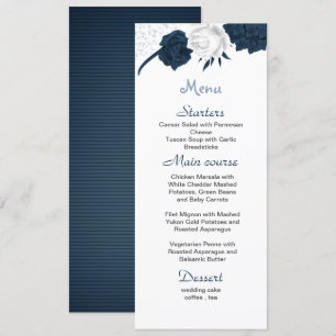 Menu fleurs blanches et marines belle mariage