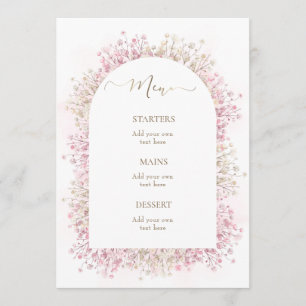 Menu fleurs blanches roses aquarelle