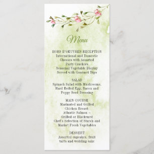 Menu Fleurs Botaniques Roses Aquarelle Laver