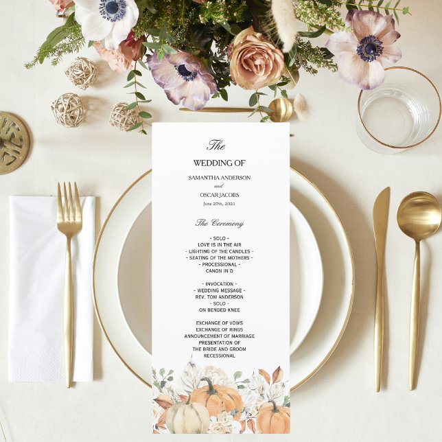 Menu Fleurs d'aquarelle tendance et Citrouille automne (Créateur téléchargé)