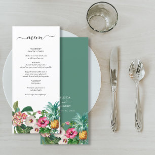 Menu Fleurs d'aquarelle tropicale et Mariage de verdure