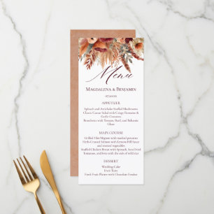 Menu Fleurs de Boho Terracotta Automne Herbe de Pampas