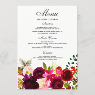 Menu Fleurs de Bourgogne Élégant Mariage Floral