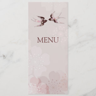 Menu Fleurs de cerisier Sakura et hirondelles d'amour