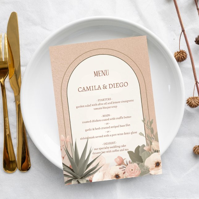 Menu Fleurs de désert modernes Mariage botanique élégan (Créateur téléchargé)