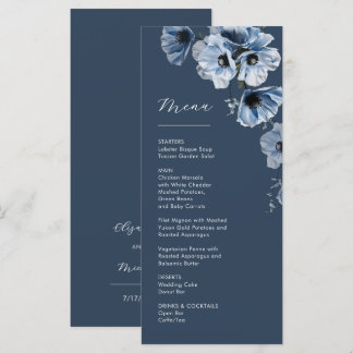 Menu Fleurs de mariage transparentes bleues