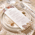 Menu Fleurs de rouille en terre cuite Boho Mariage de f<br><div class="desc">Cartes de menu mariage de style bohème moderne avec des fleurs d'aquarelle et des feuilles de chute dans les tons terre comme rouille brun,  orange brûlé et terre cuite. Un choix parfait pour les mariages d'automne.</div>