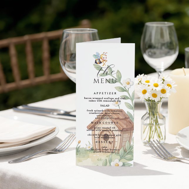 Menu Fleurs de ruches et petite Baby Shower abeille (Créateur téléchargé)