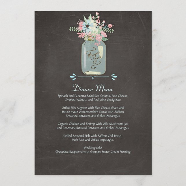 Menu Fleurs de tableau noir Rustique Mason Jar Floral m (Devant)