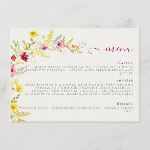 Menu Fleurs d'orchidées violettes roses Mariage de cour