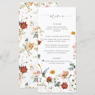 Menu Fleurs élégantes de jardin Lavis de mariage