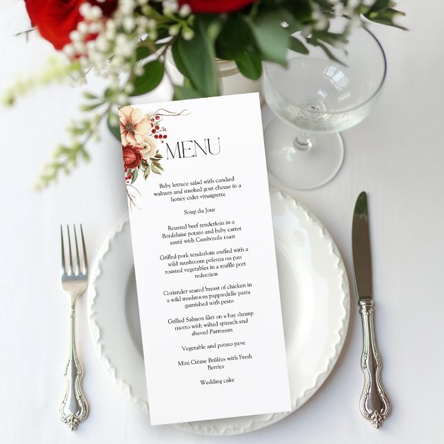 Menu Fleurs élégantes de Noël d'hiver (Créateur téléchargé)