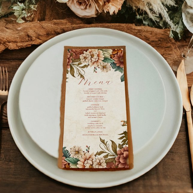 Menu Fleurs en terre cuite rouille Mariage de automne o (Créateur téléchargé)
