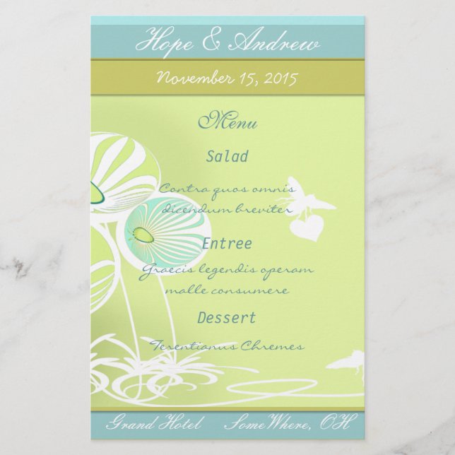 Menu Fleurs et abeilles (Devant)