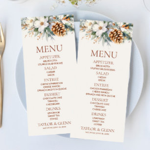 Menu Fleurs florales hivernales Pine Tree Cone Mariage