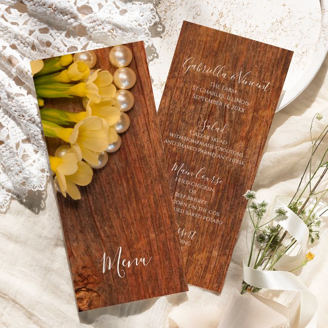 Menu Fleurs Jaunes et Mariage campagnard en bois d (Créateur téléchargé)