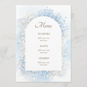 Menu fleurs pastel bleu blanc