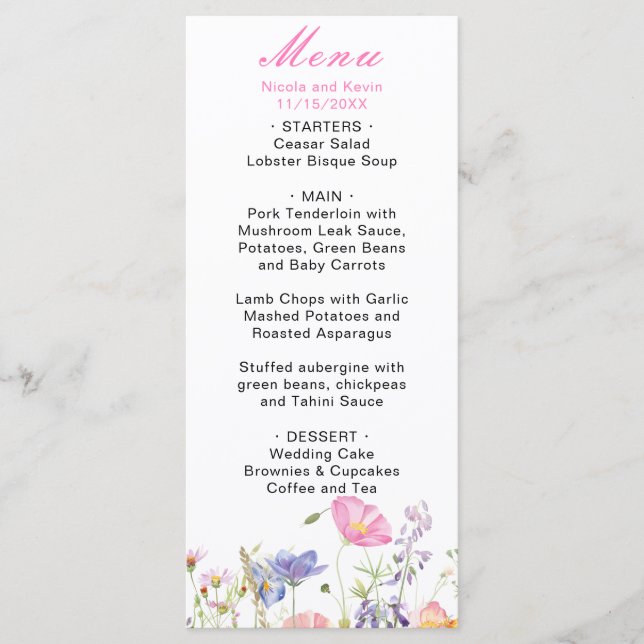 Menu Fleurs printanières de fleurs sauvages  (Devant)