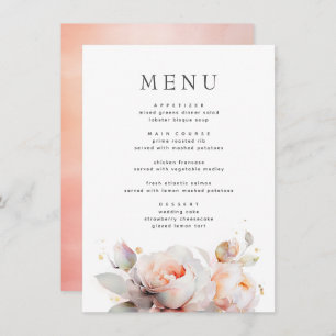 Menu Fleurs roses Boho d'été Mariage botanique