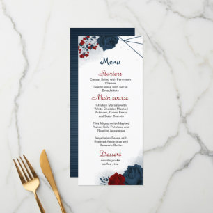 Menu fleurs rouges et marines belle mariage