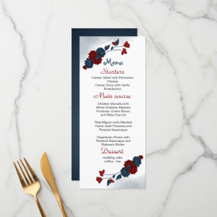 Menu fleurs rouges et marines belle mariage