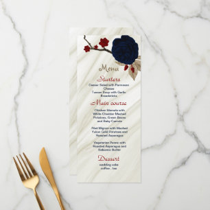 Menu fleurs rouges et marines belle mariage