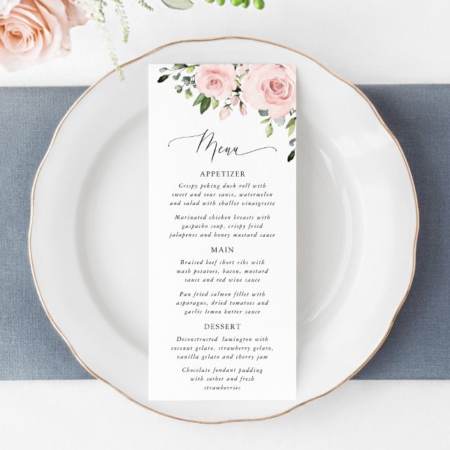 Menu Fleurs Rougissantes, Fleurs Roses, Feuillage, Mari (Créateur téléchargé)
